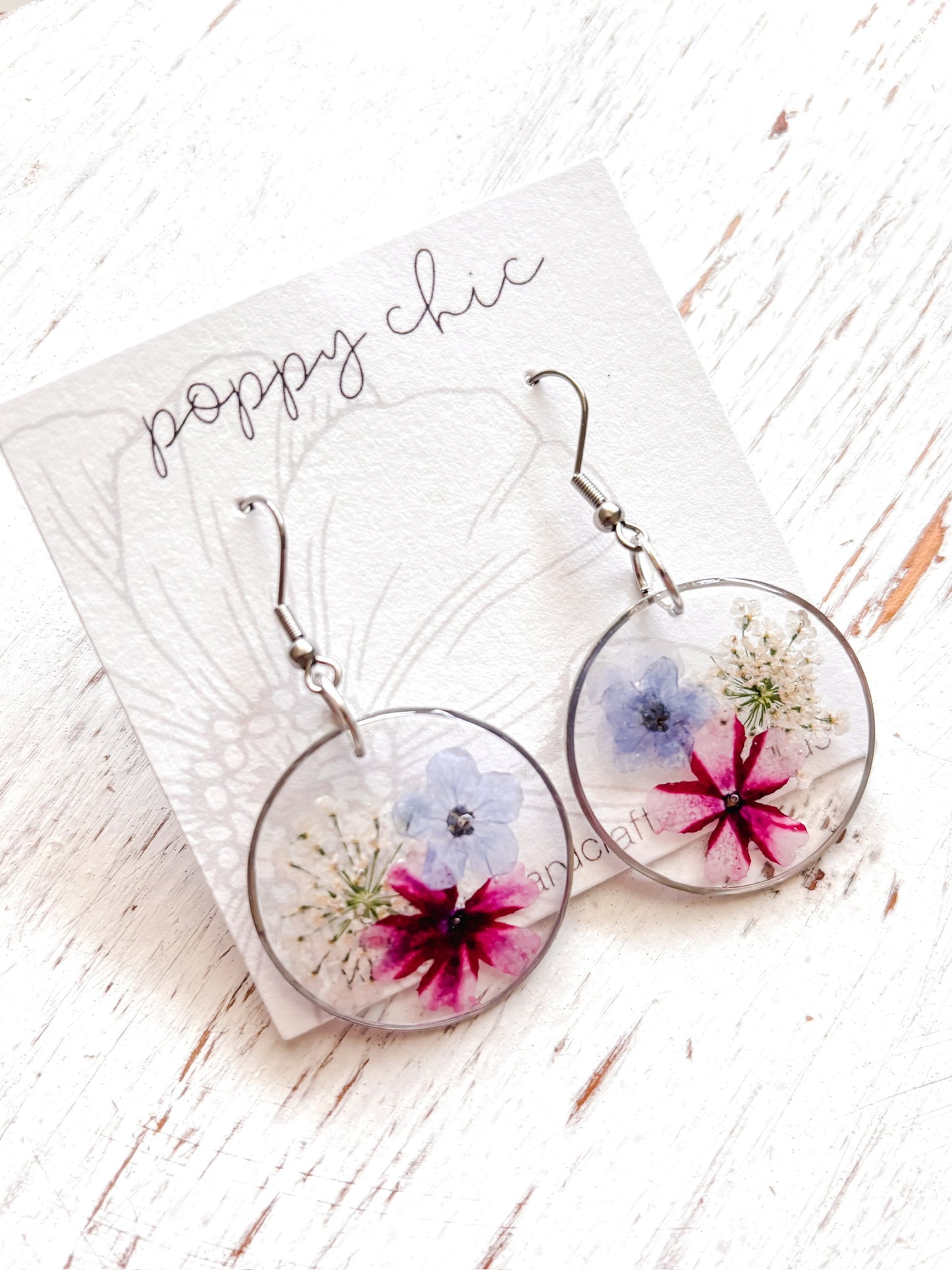 Pressed Flower Circle Earrings