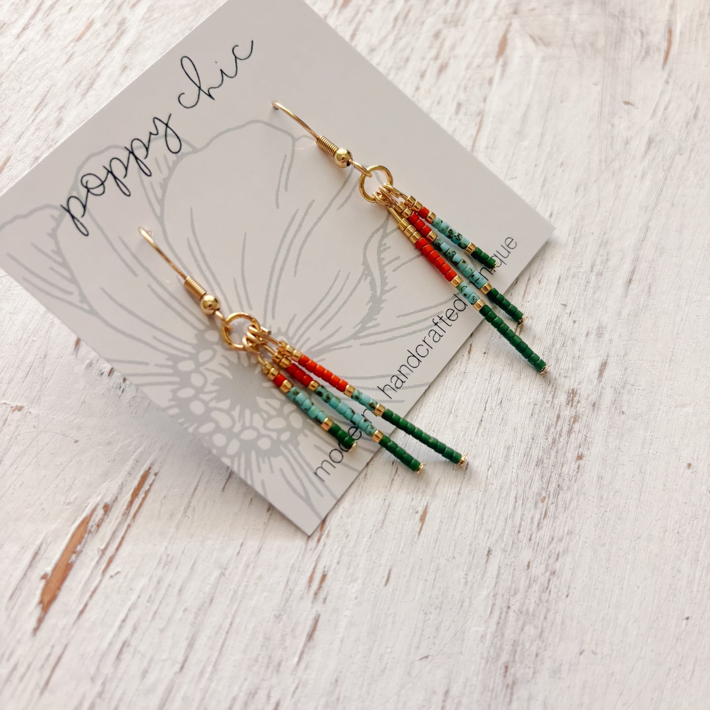 Seed Bead Rod Trio Earrings