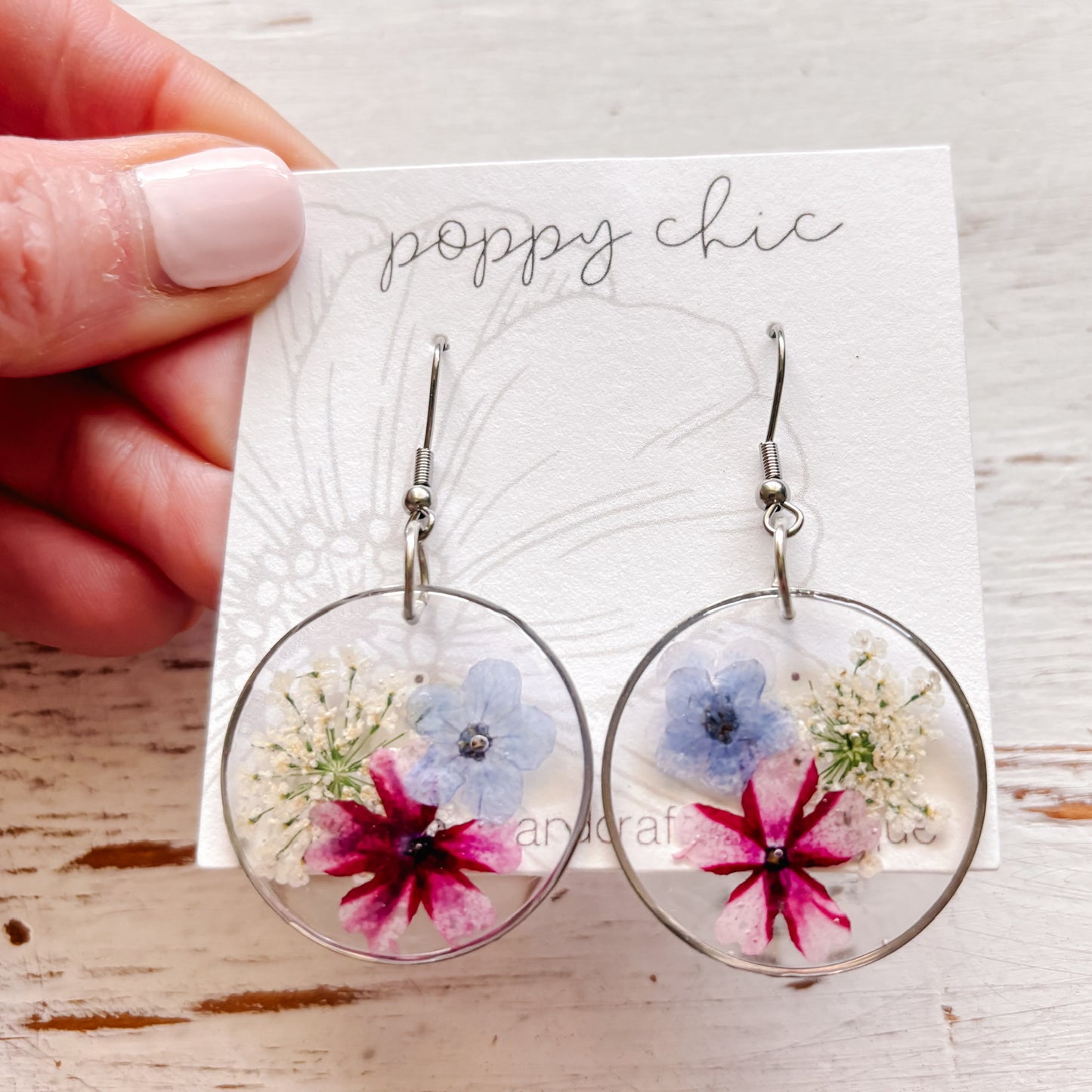 Pressed Flower Circle Earrings