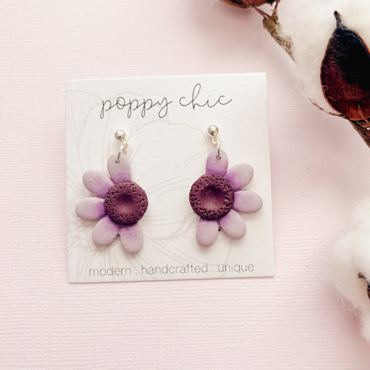 Half Daisy Dangles in Lavender