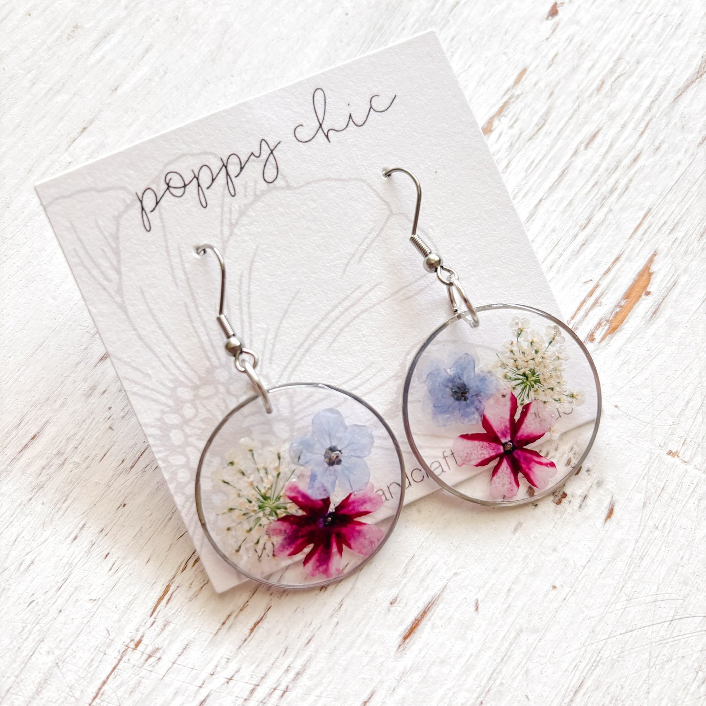 Pressed Flower Circle Earrings