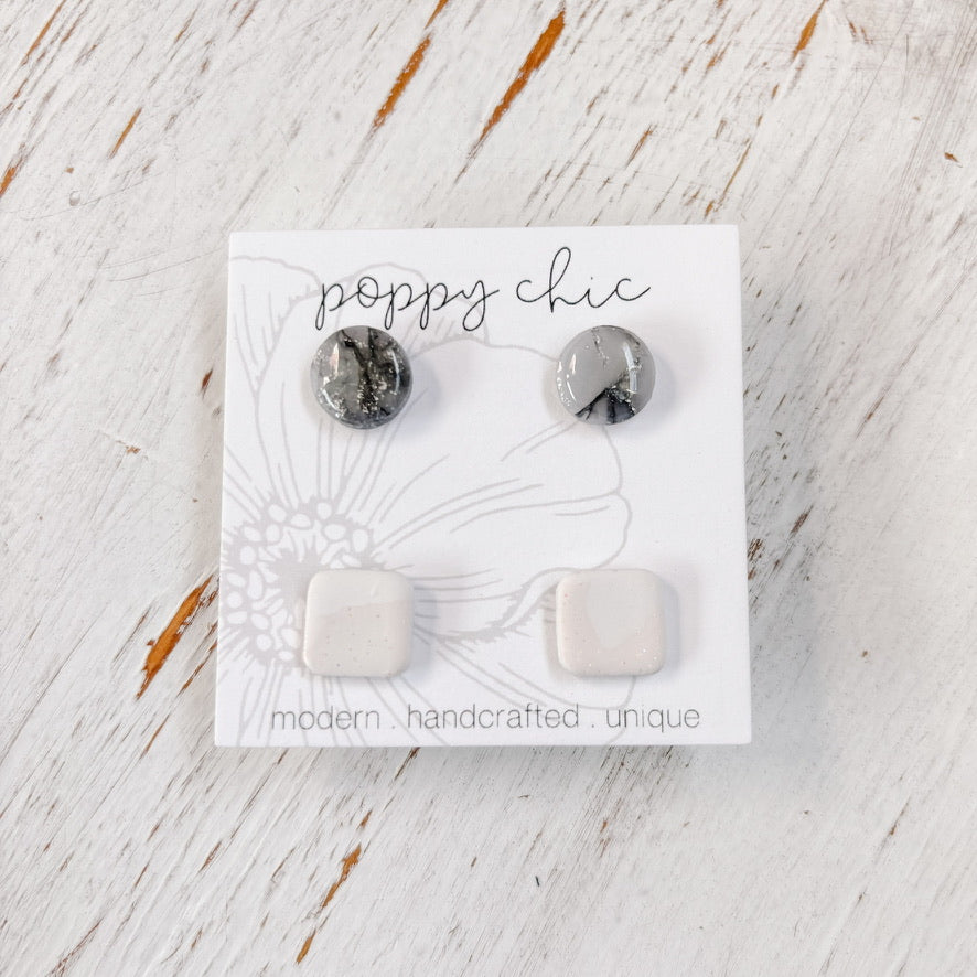 BEBE Studs- Gray and Silver