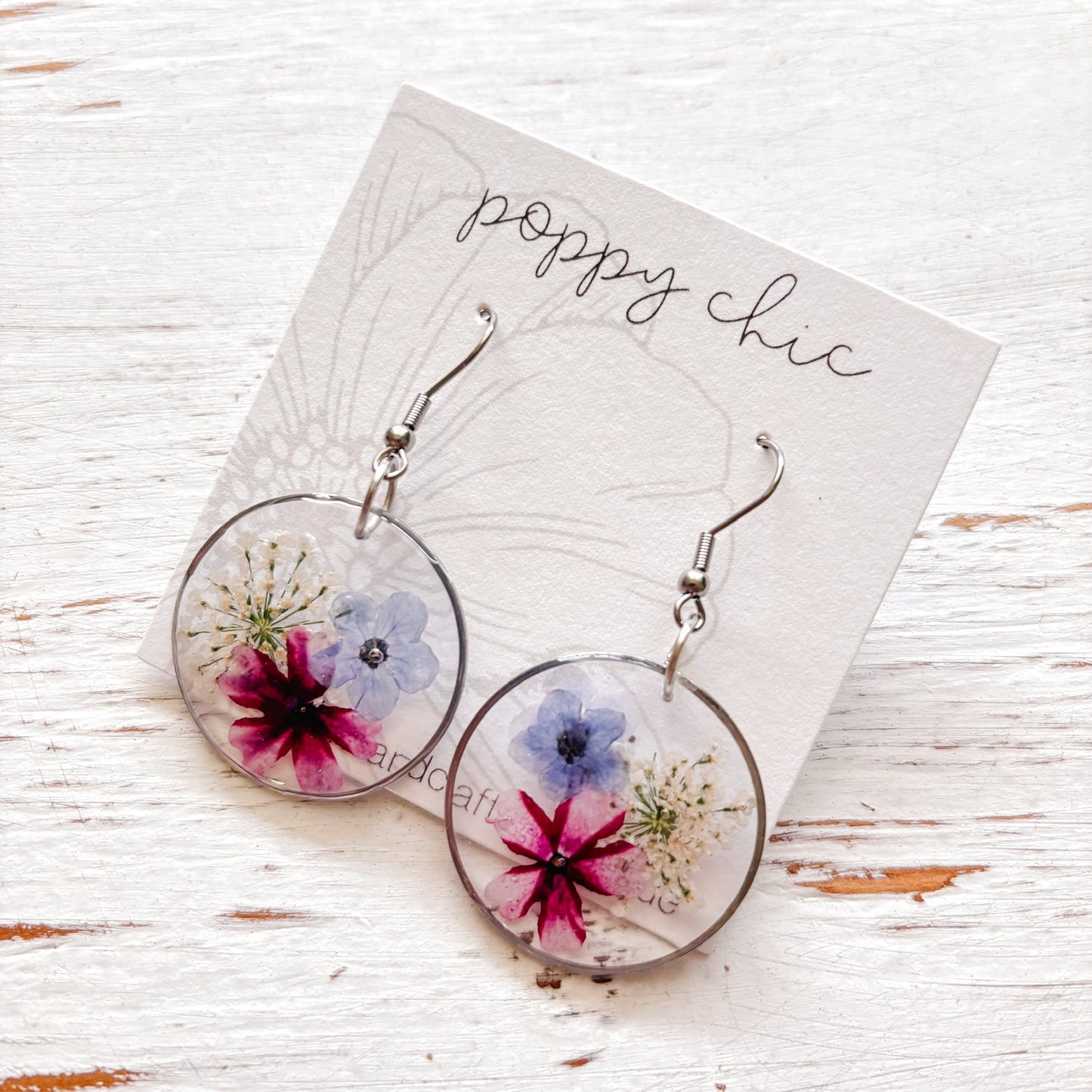 Pressed Flower Circle Earrings