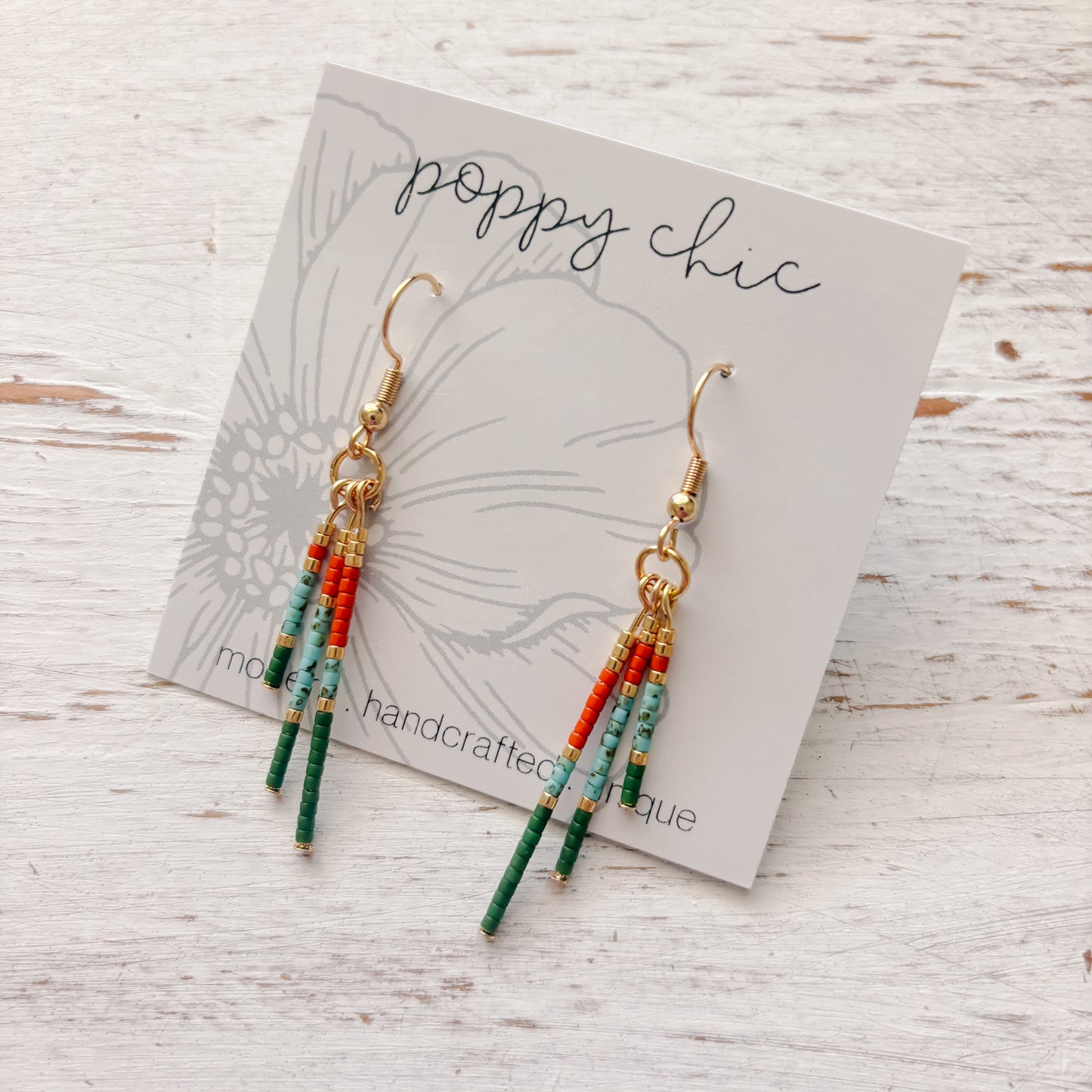 Seed Bead Rod Trio Earrings