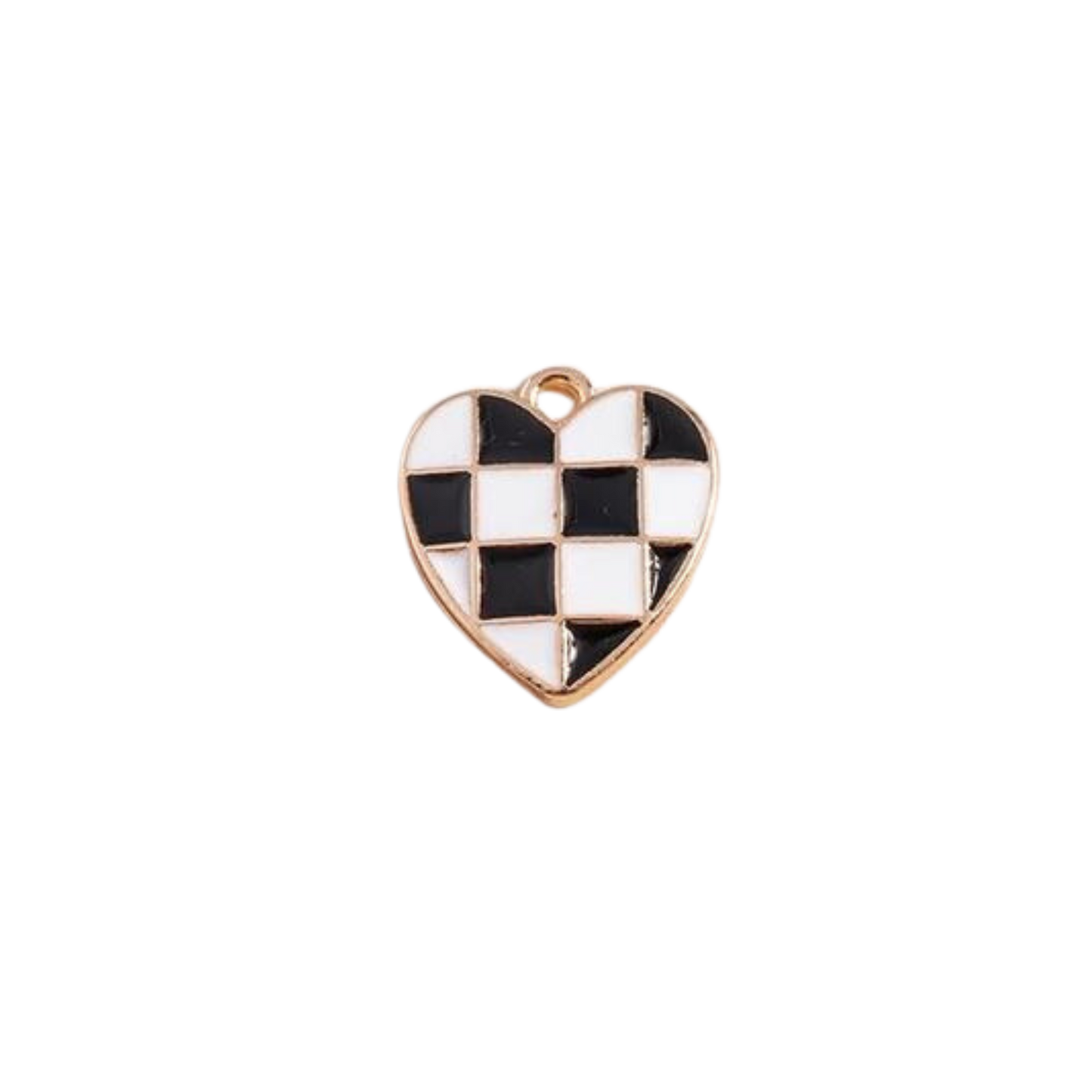 Medium Checkered Heart Charm