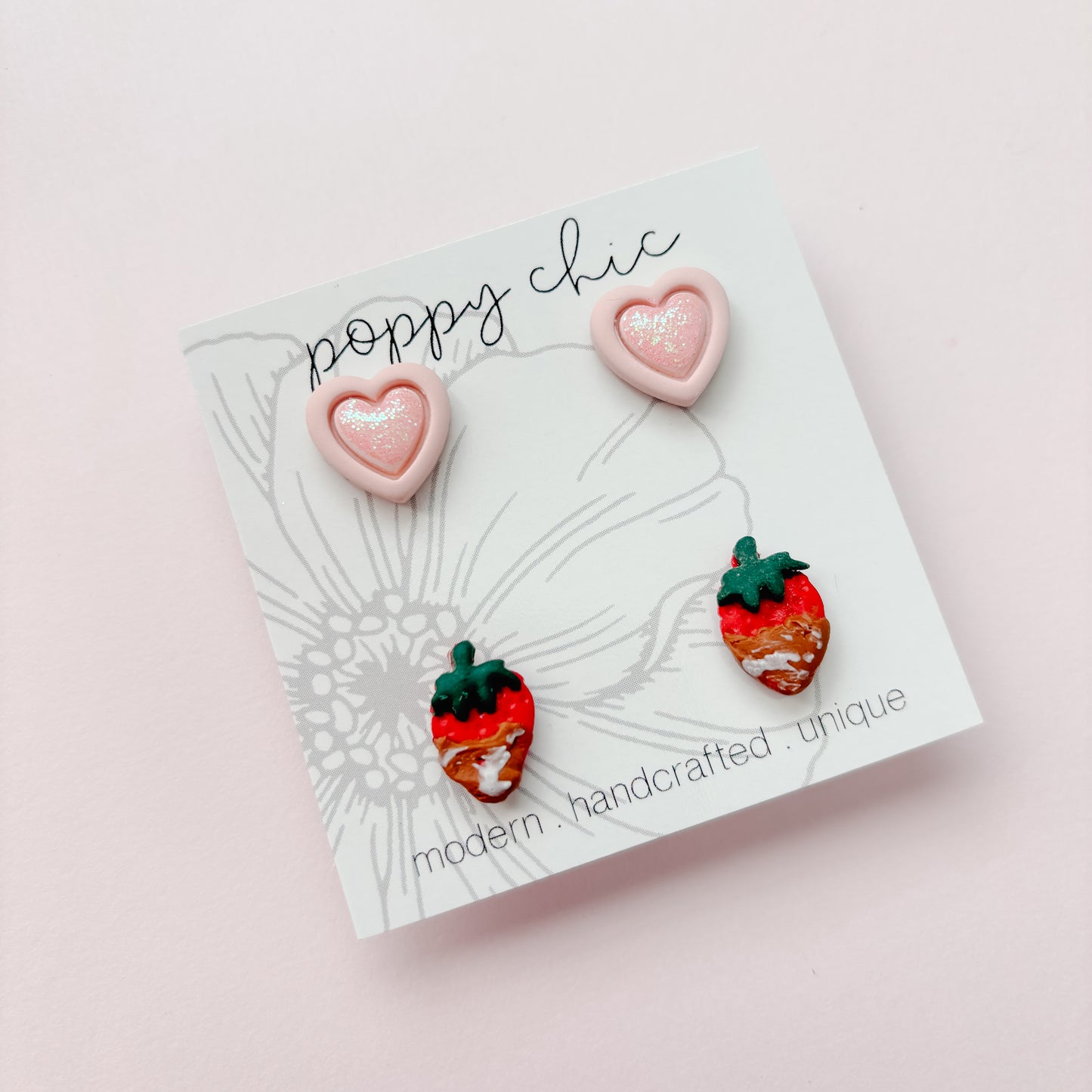 Heart and Strawberry Studs