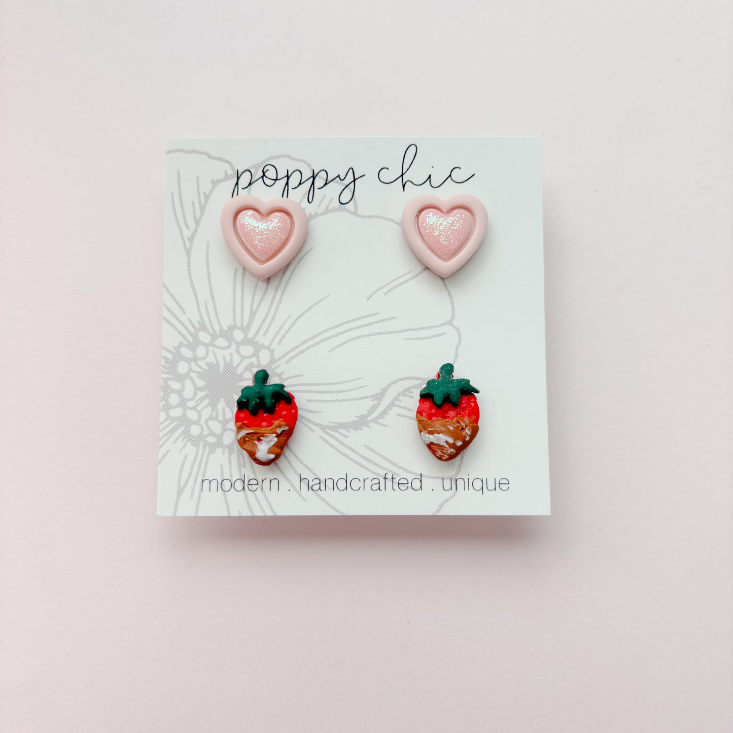 Heart and Strawberry Studs