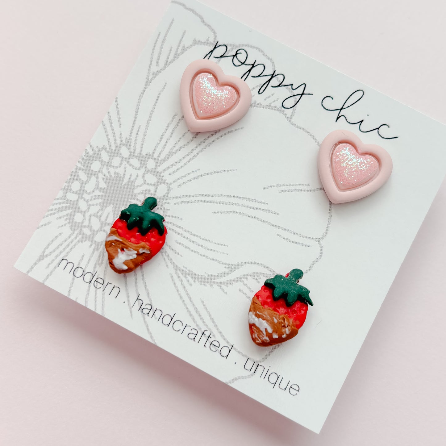 Heart and Strawberry Studs