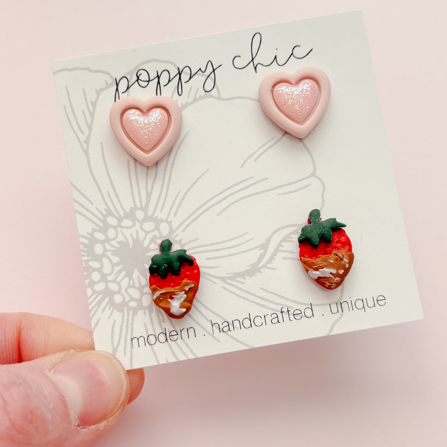 Heart and Strawberry Studs