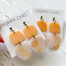 Load image into Gallery viewer, Handmade Orange Floral Polymer Clay Earrings
