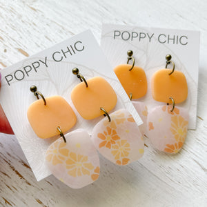 Handmade Orange Floral Polymer Clay Earrings
