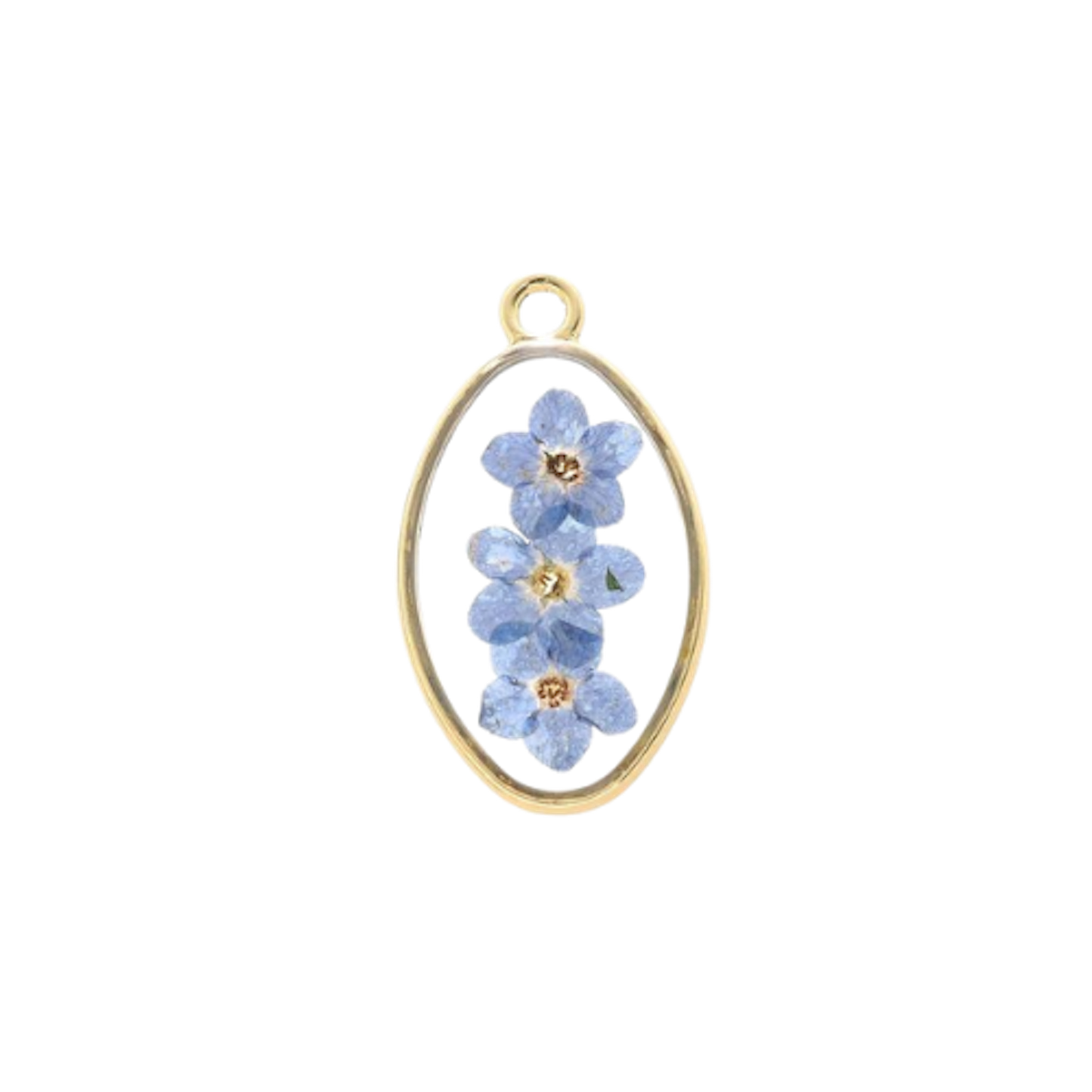 Large Blue Pressed Flower Charm