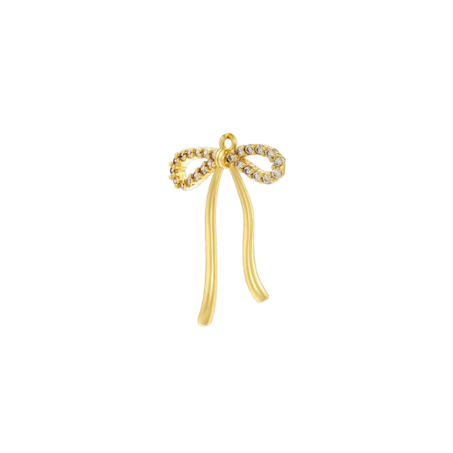 Large CZ Long Gold Bow Charm