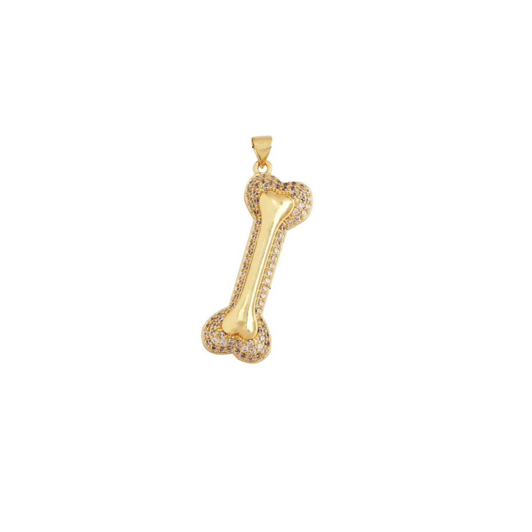 Large Gold CZ Bone