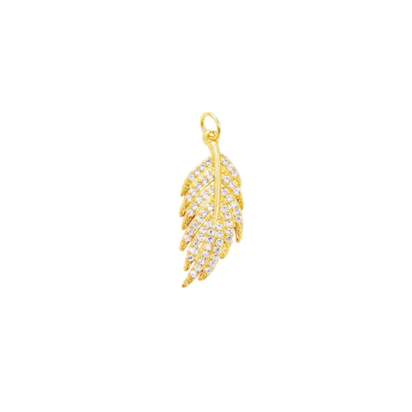 Large Gold CZ Leaf Charm