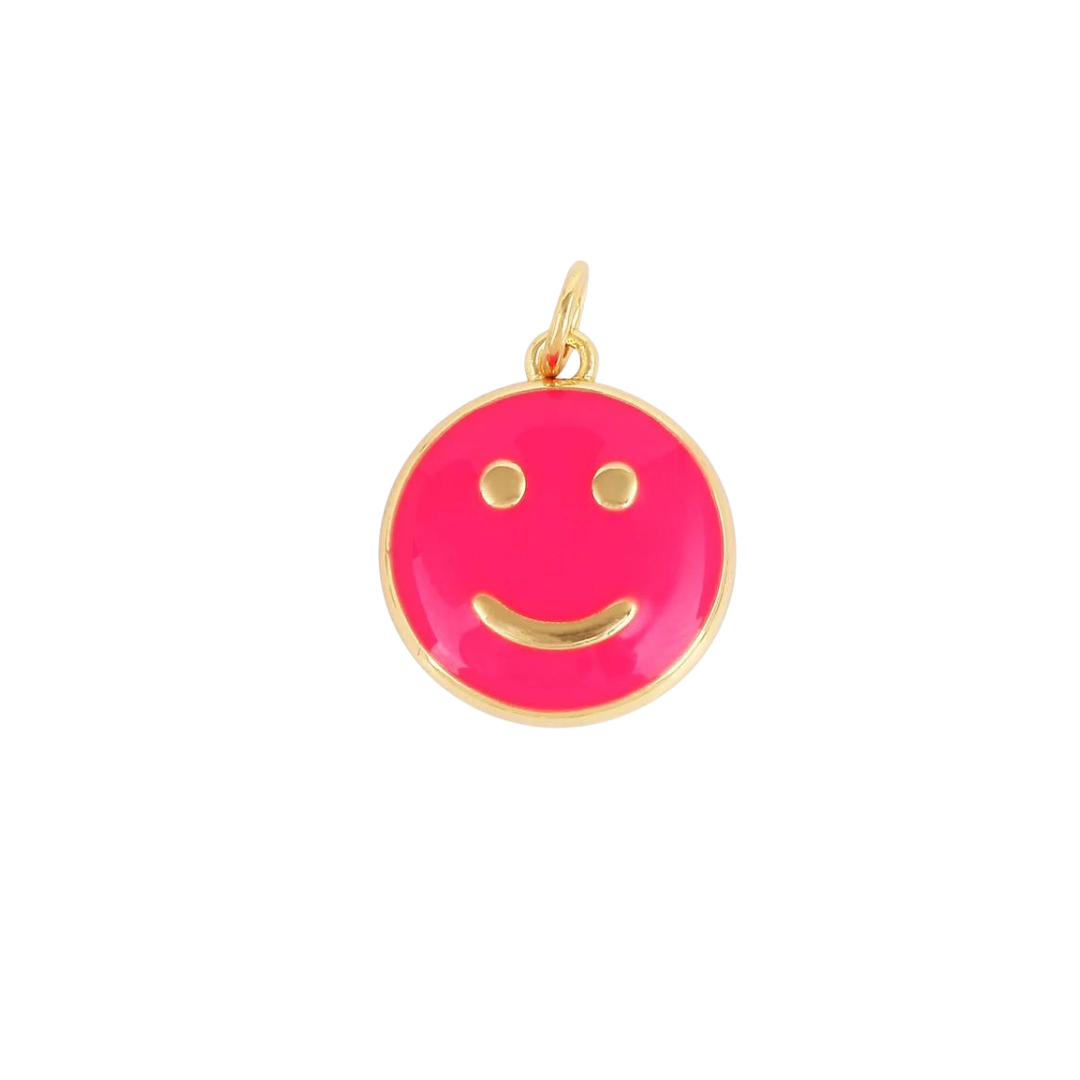 Large Hot Pink Smiley Charm