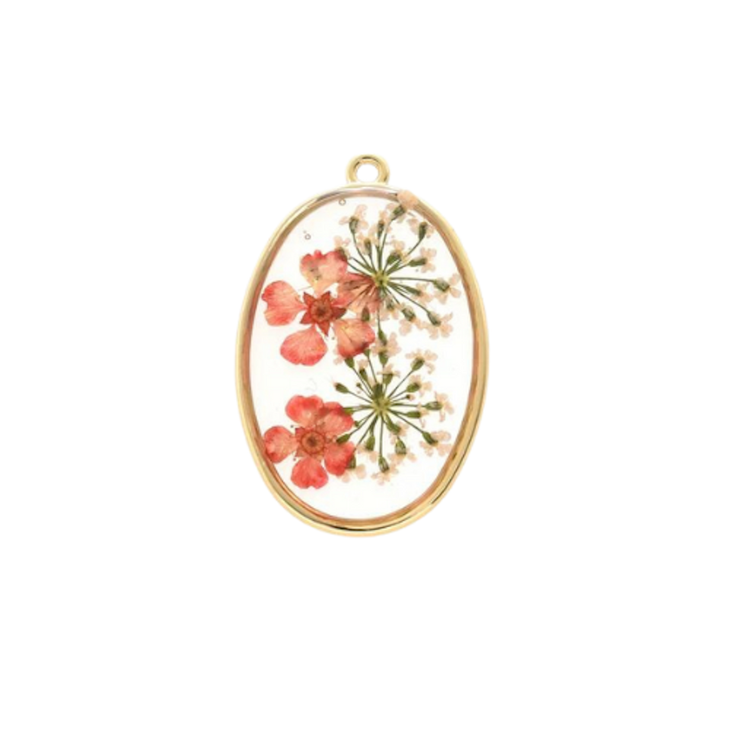 Large Red Pressed Flower Charm