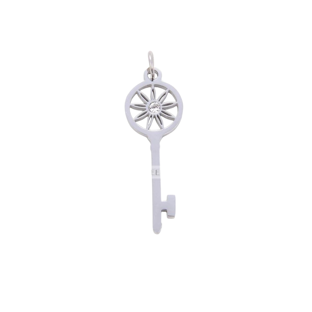 Large Silver Key Charm