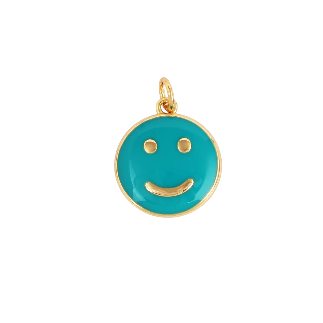 Large Turquoise Smiley Charm