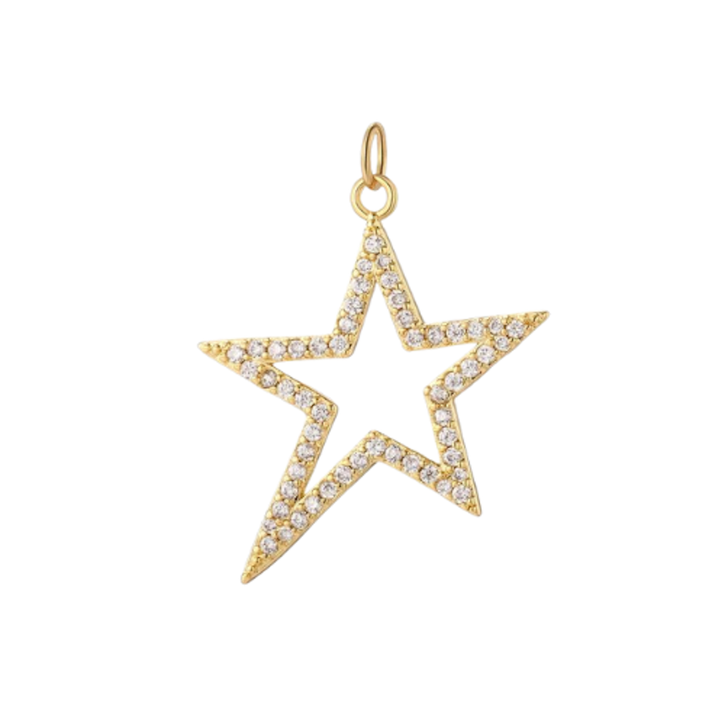 Large CZ Wonky Star Charm