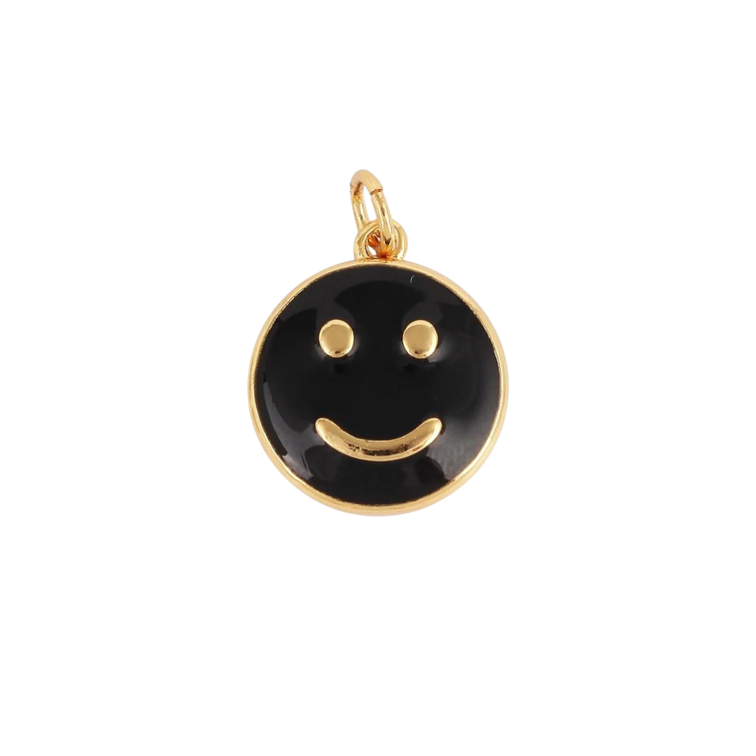 Large Black Smiley Charm