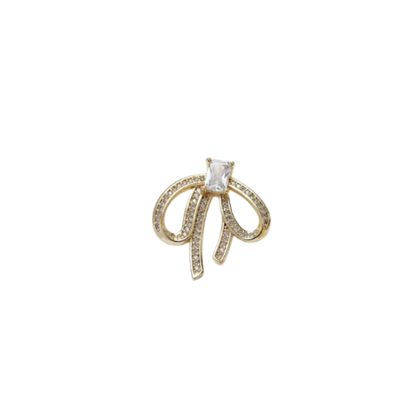 Large Gold Droopy CZ Bow Charm