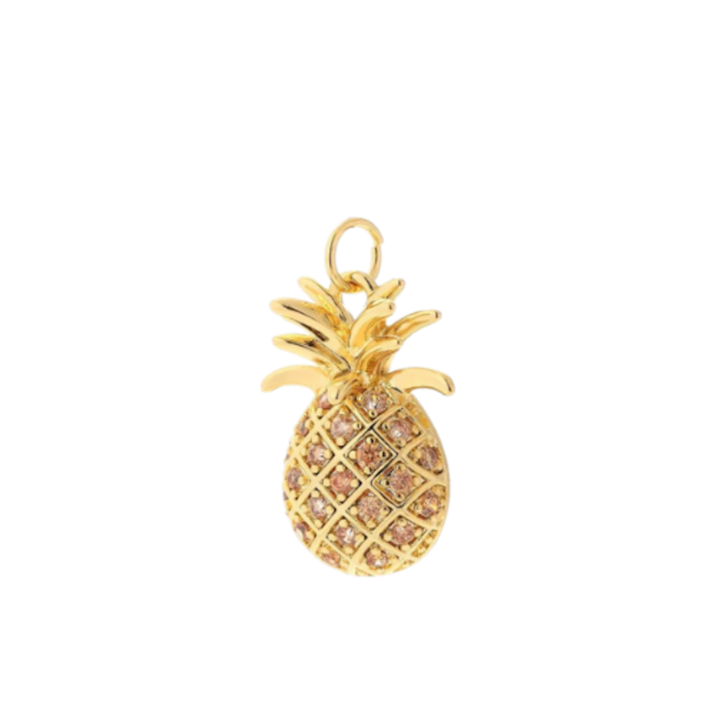 Medium Pink CZ Gold Pineapple Charm