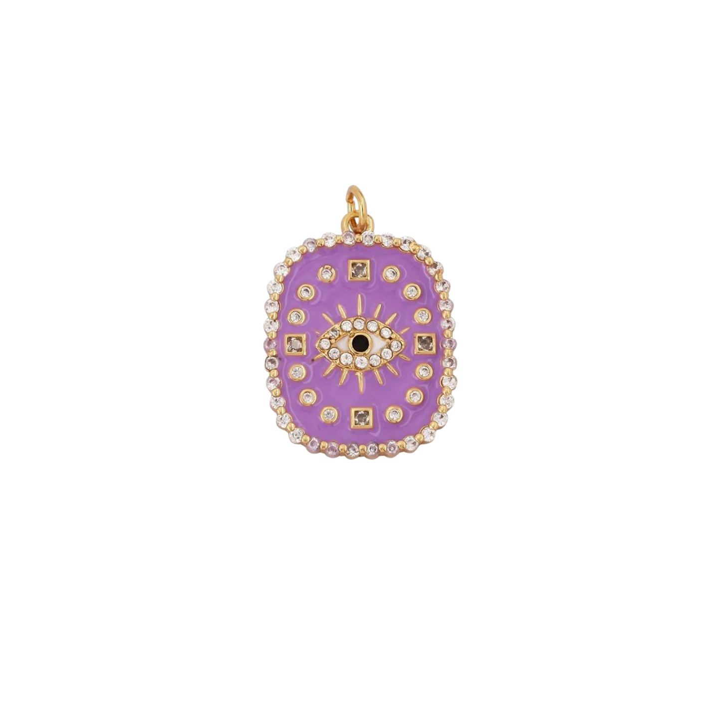 Medium Rectangle Purple Evil Eye Charm