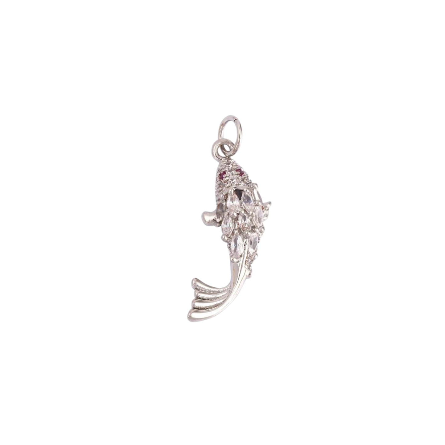 Medium Silver CZ Fish Charm