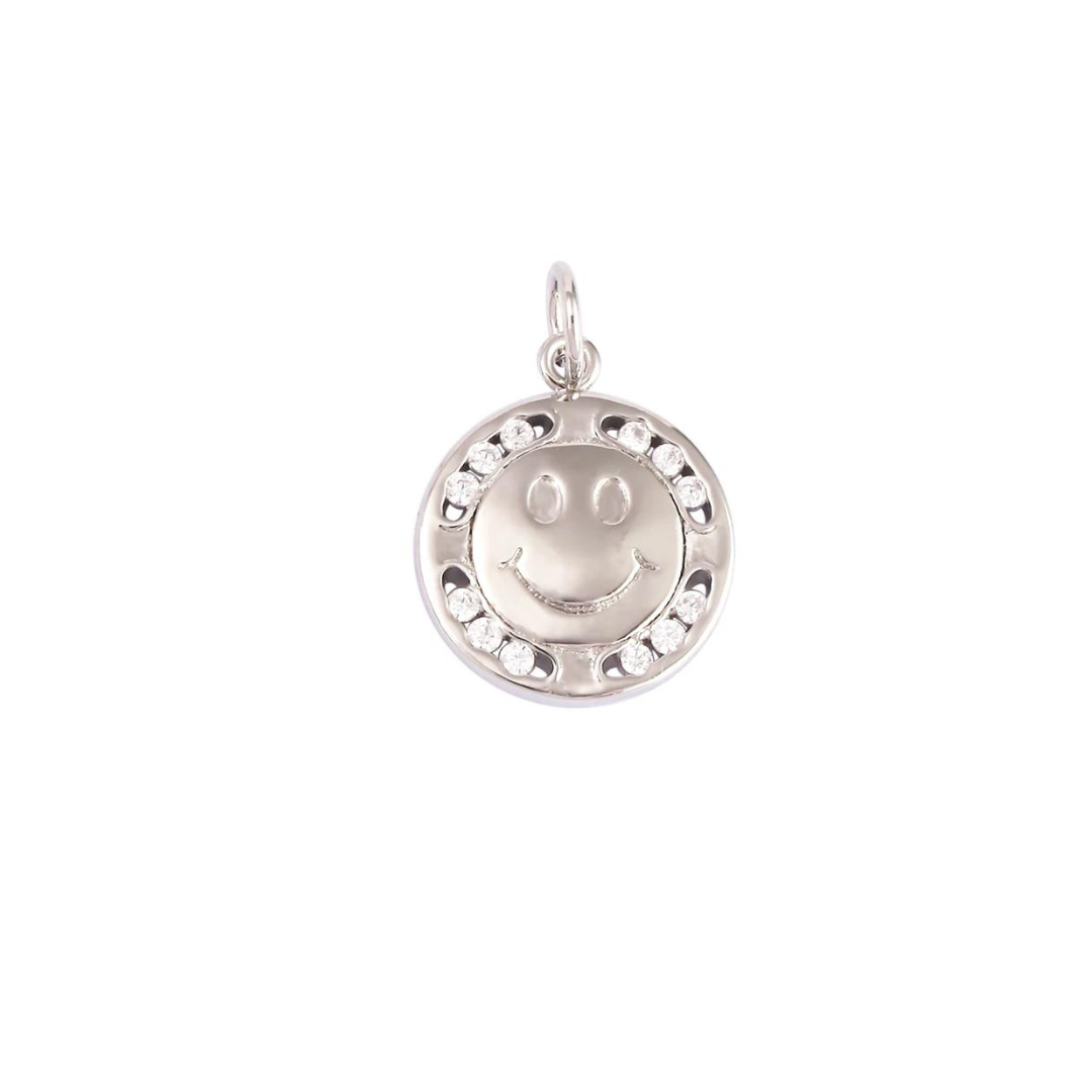 Medium Silver CZ Smiley Charm