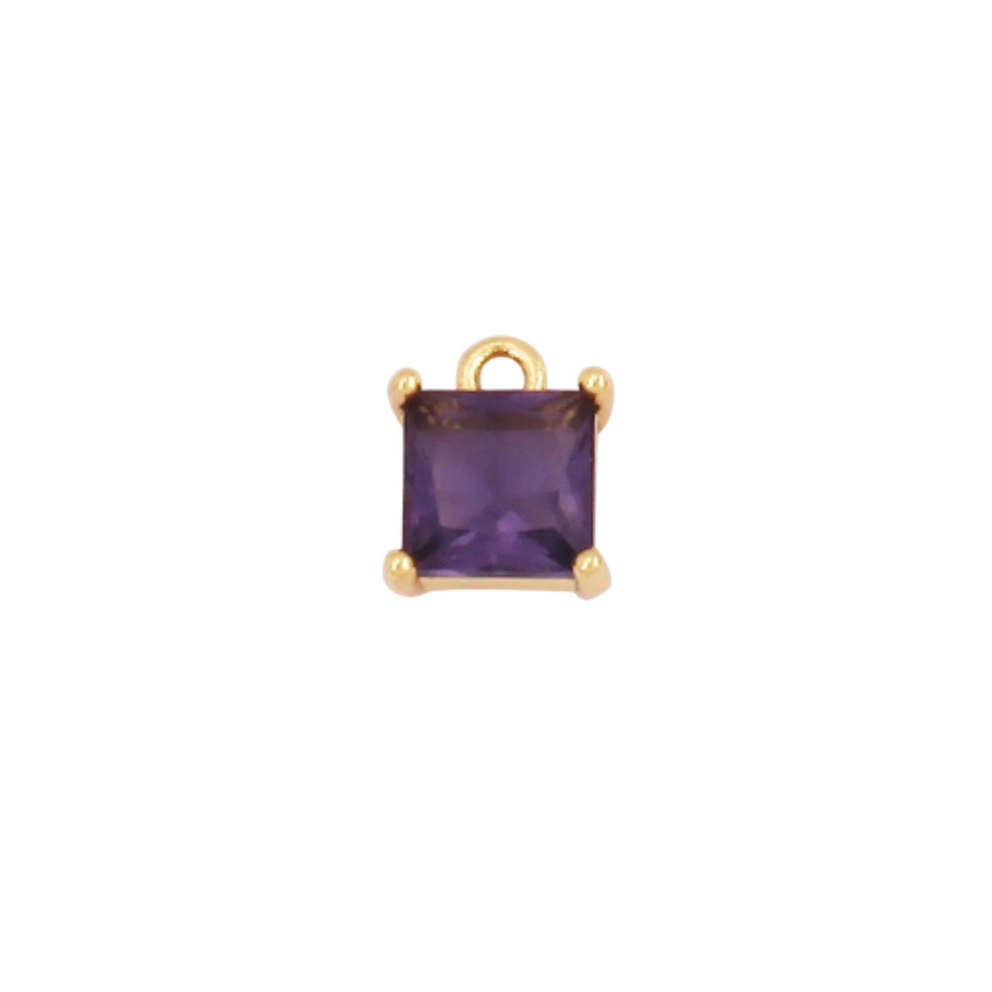 Mini Gold Dark Purple Square Charm