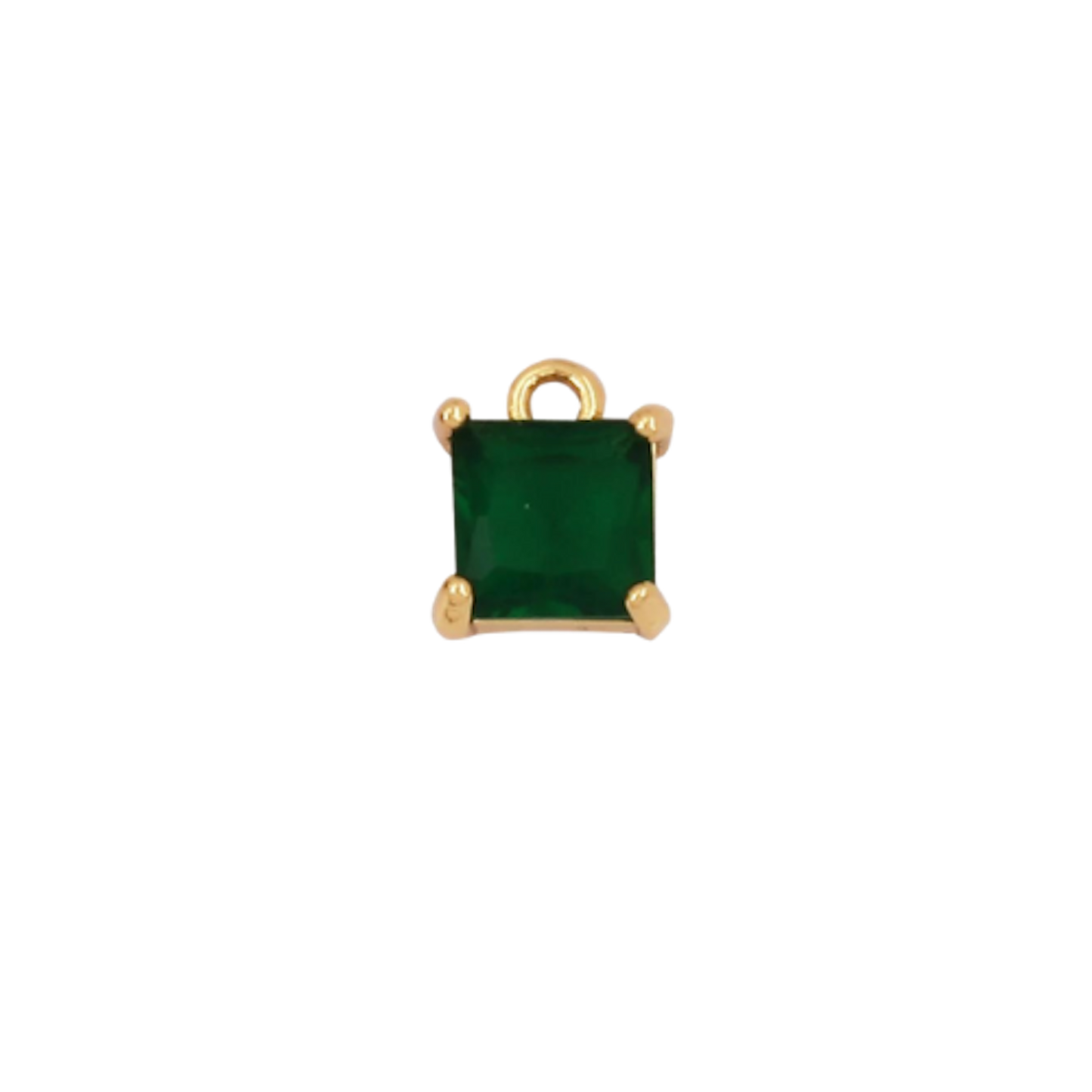 Mini Gold Emerald Square Charm