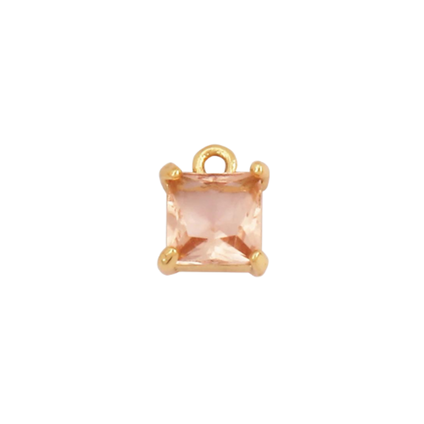 Mini Gold Peach Square Charm