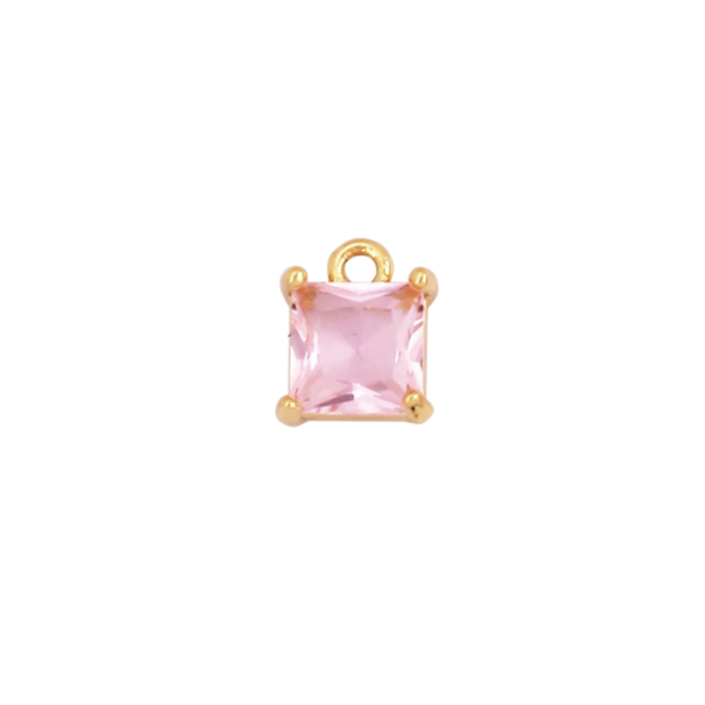 Mini Gold Pink Square Charm