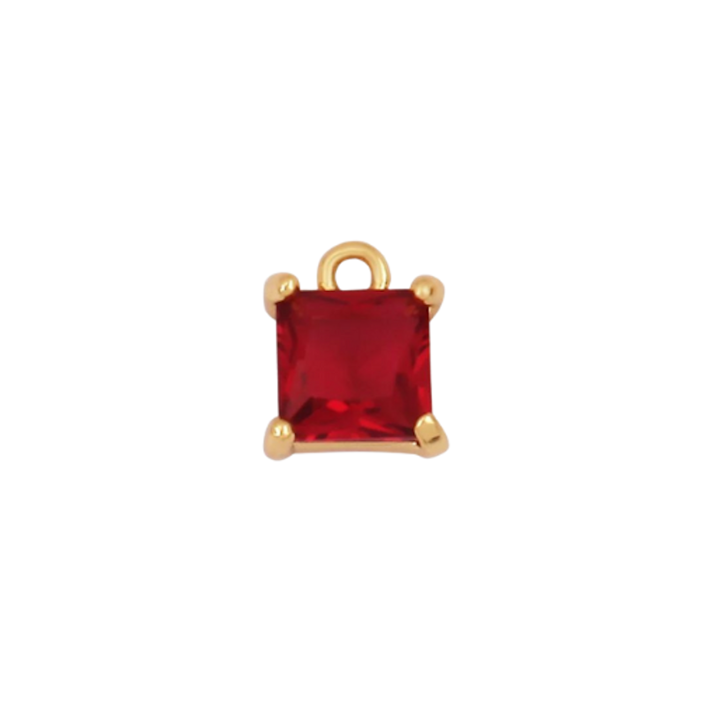 Mini Gold Red Square Charm