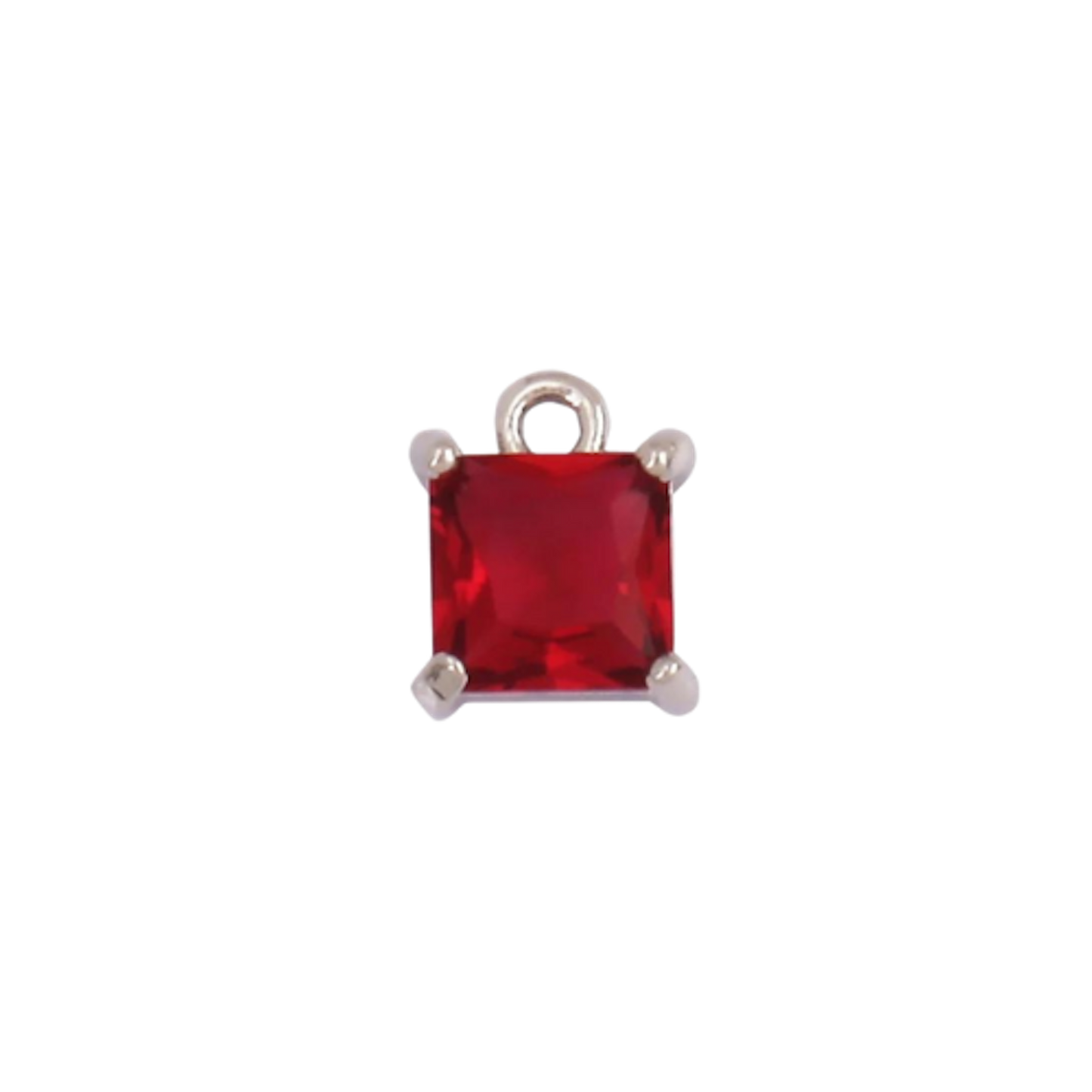 Mini Silver Red Square Charm