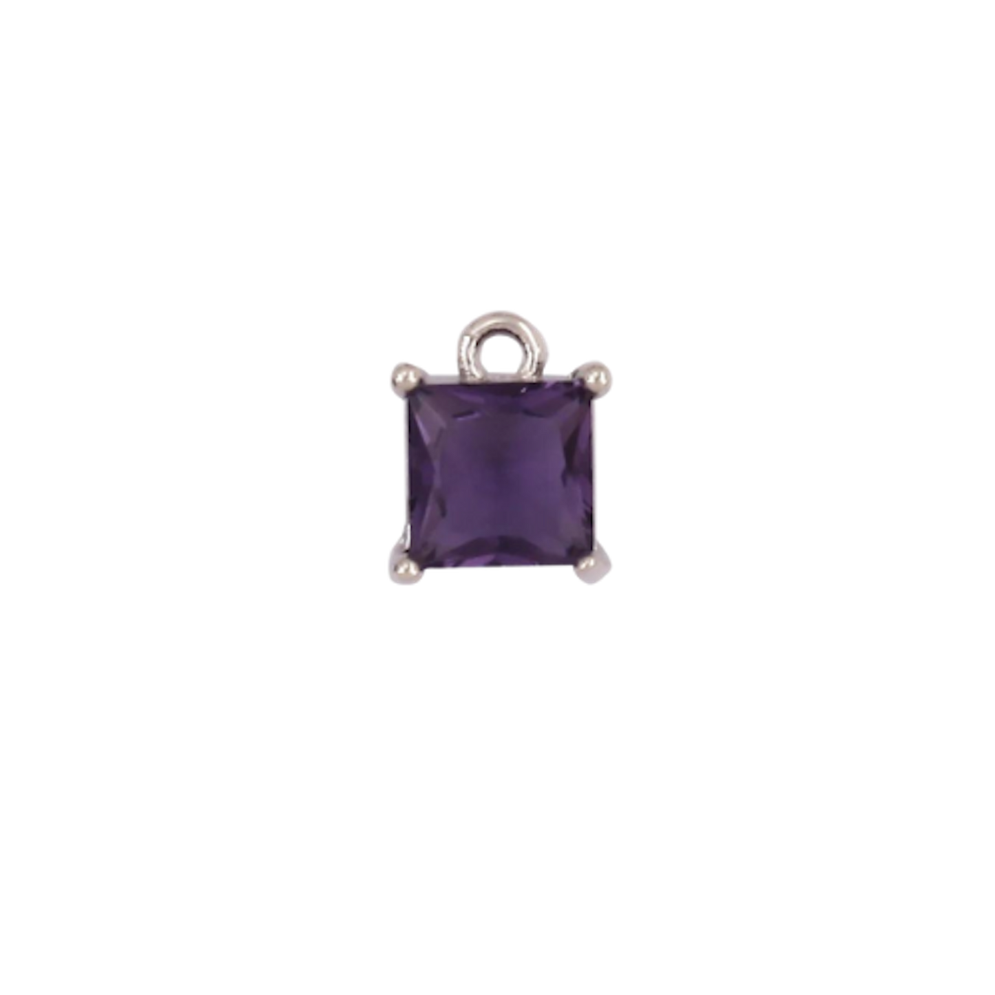 Mini Silver Dark Purple Square Charm