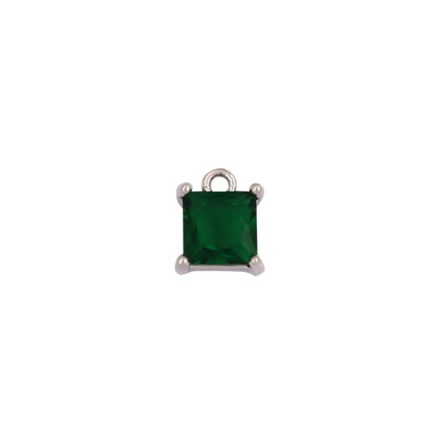 Mini Silver Emerald Square Charm