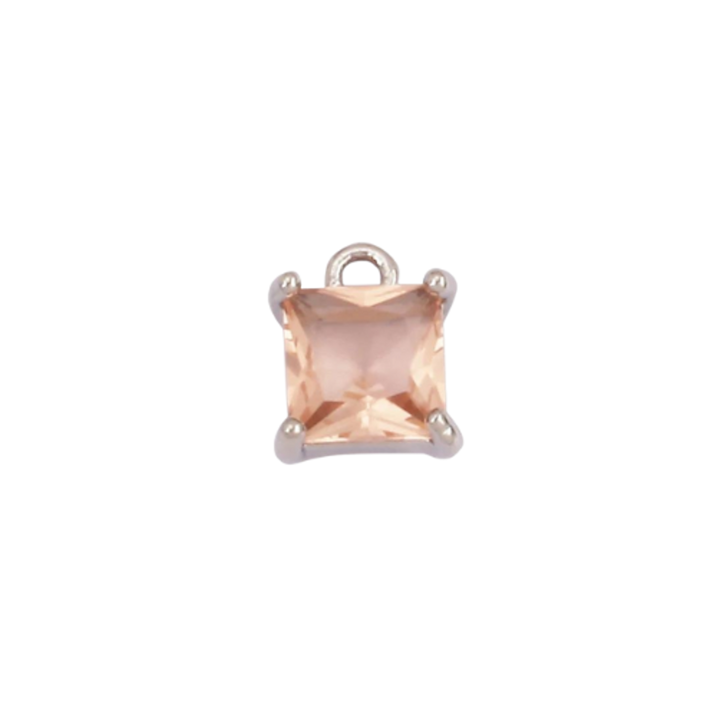 Mini Silver Peach Square Charm