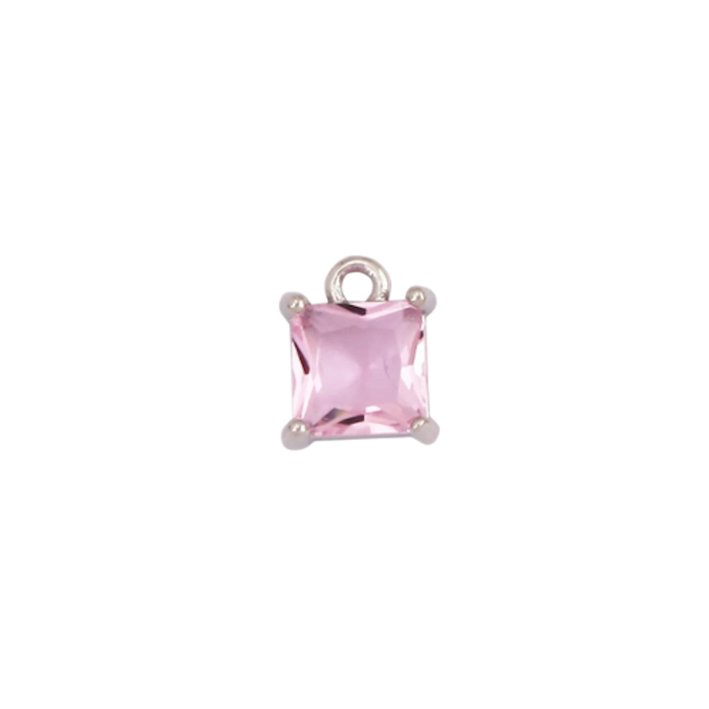 Mini Silver Pink Square Charm