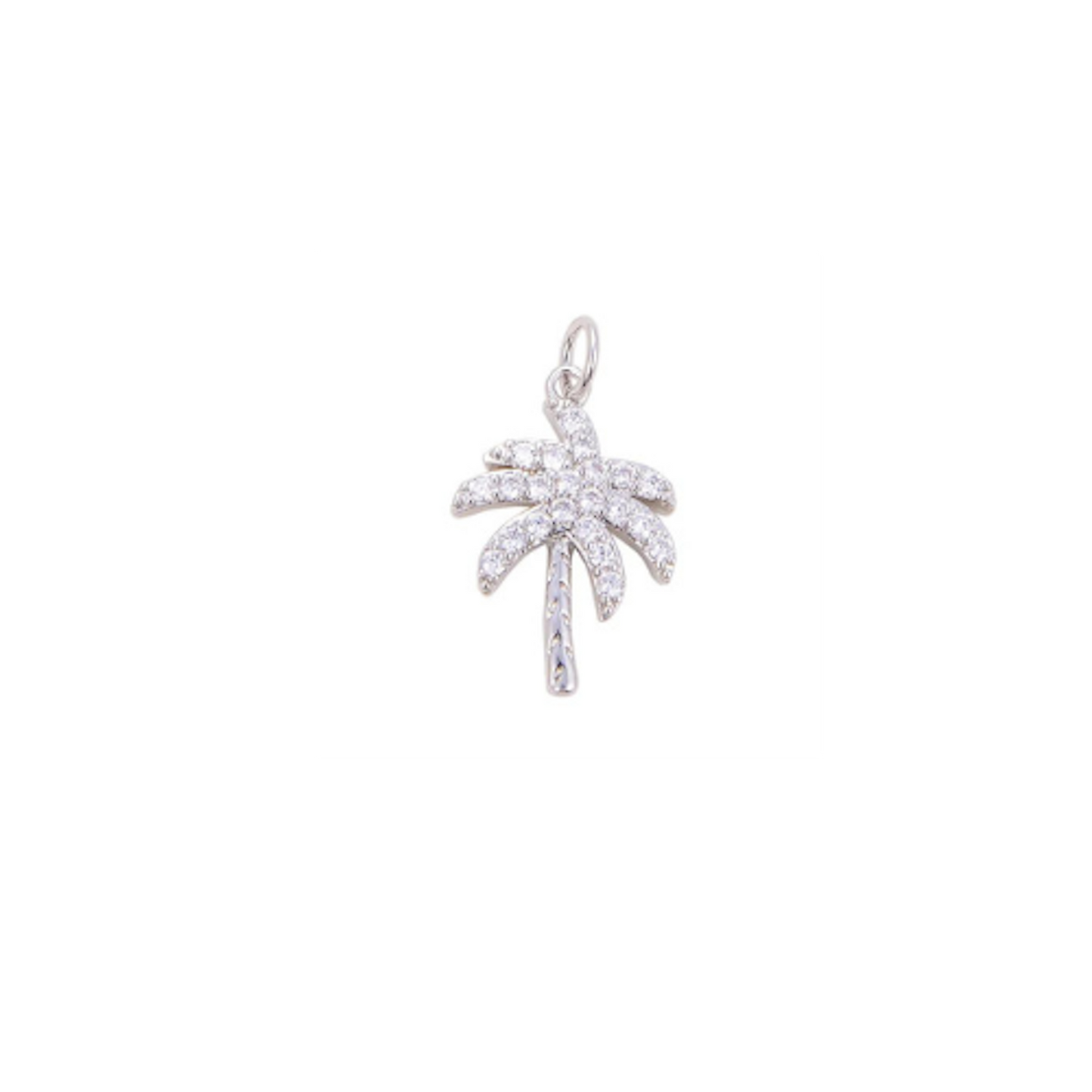 Small Silver CZ Palm Tree Charm