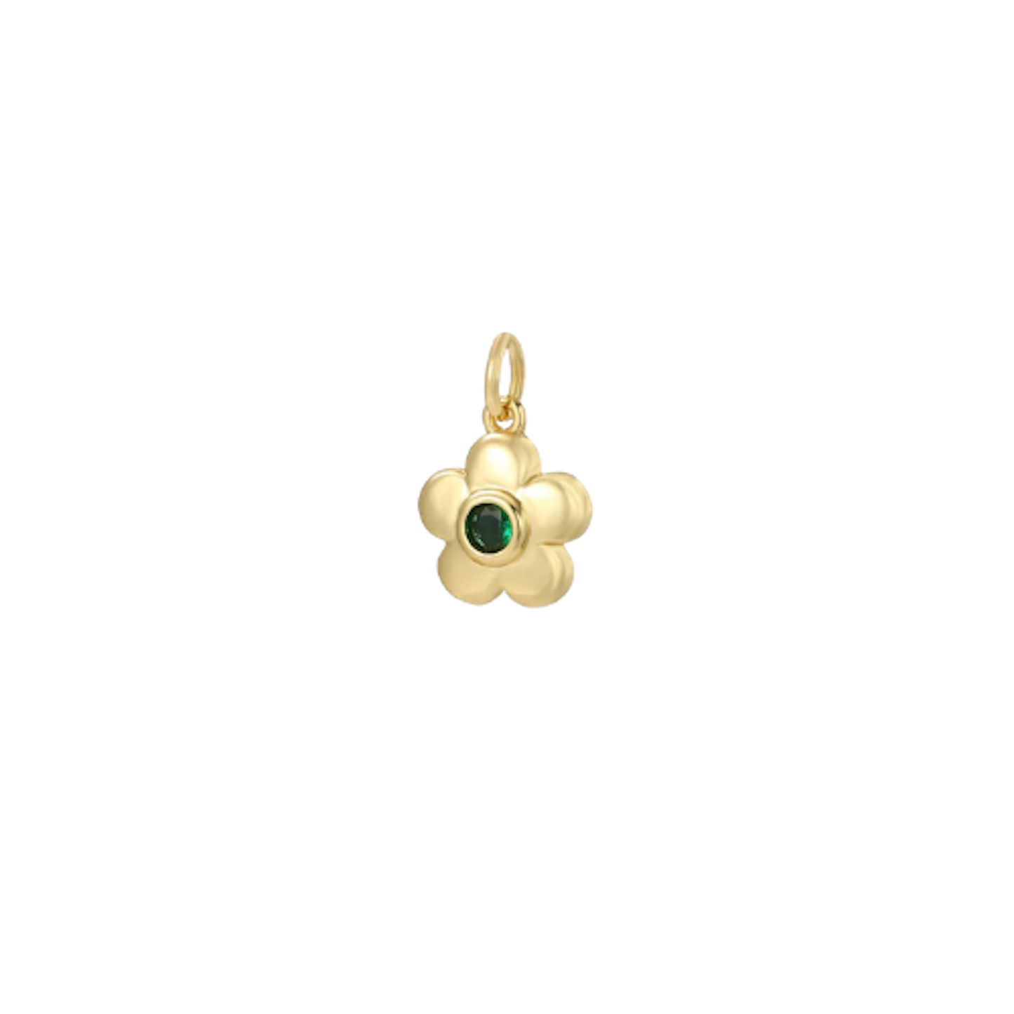 Small Gold and Emerald Flower Charm