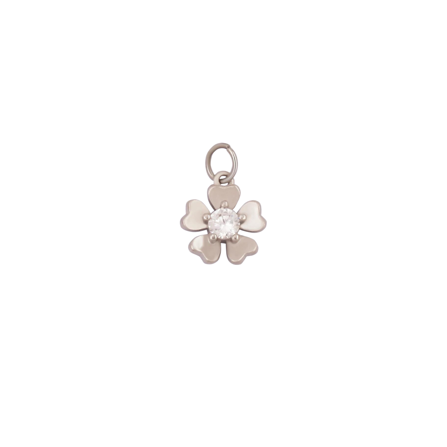 Small Silver CZ Flower Charm