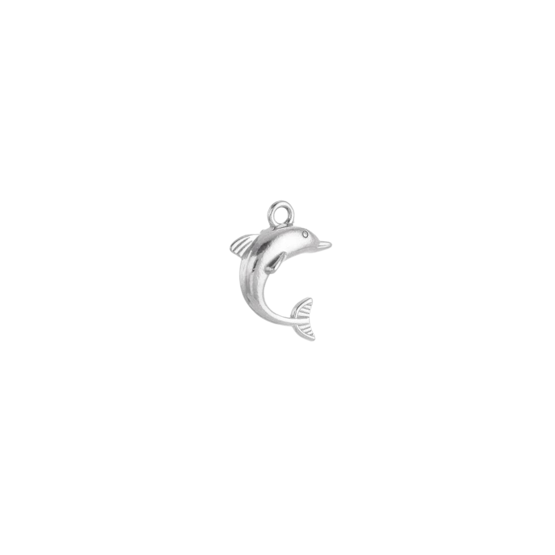 Small Silver Dolphin Charm